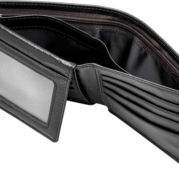 Men's RFID Blocking Wallet - Genuine Leather Bifold with Coin Zipper & IDs - Picture 5 of 6